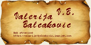 Valerija Balčaković vizit kartica